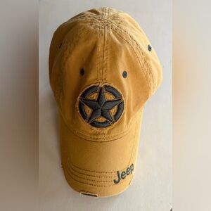 JEEP distressed Baseball Cap. Mustard color, 100% cotton
